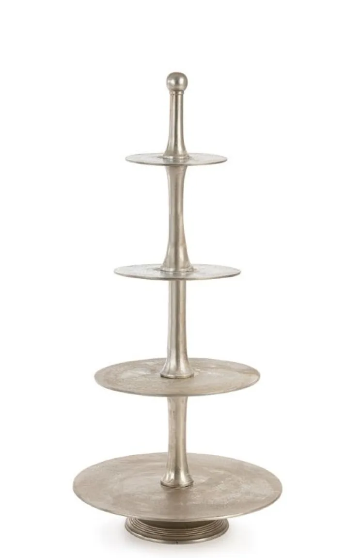 Bizzotto Vassoi E Centro Tavola>ALZATA 4P DECORATIVA MALLET ARGENTO H123