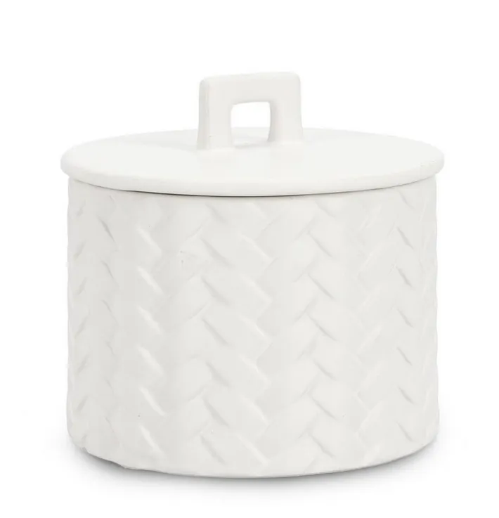 Bizzotto Candele>CANDELA C-COPERCHIO TWINE BIANCO Ø14,5