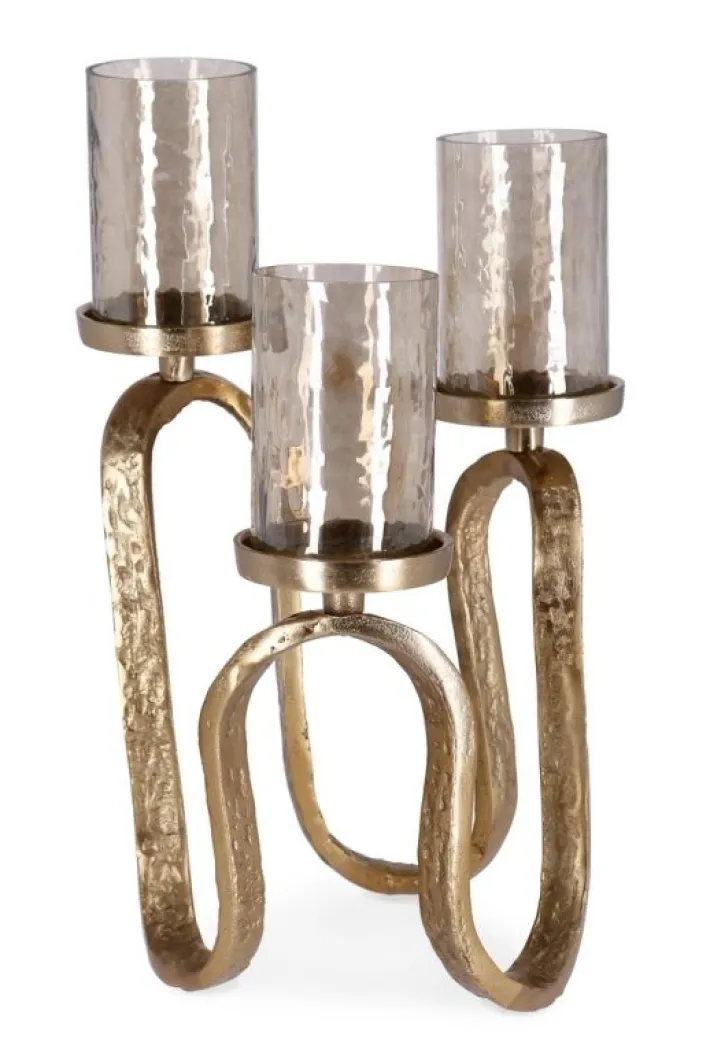 Bizzotto Portacandele>CANDELABRO SAGAR 3FUOCHI ORO H29