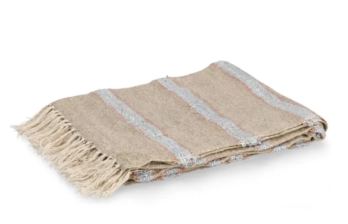 Bizzotto Coperte>COPERTA JAWLA NATURALE BLU 130X170