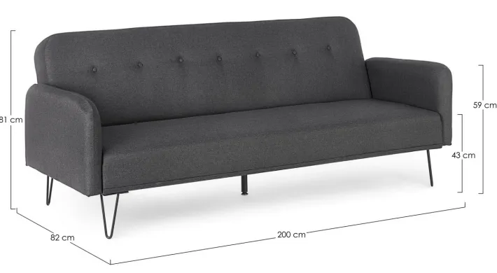 Bizzotto Divani Letto>DIVANO LETTO IN TESSUTO NERO - BRIDJET