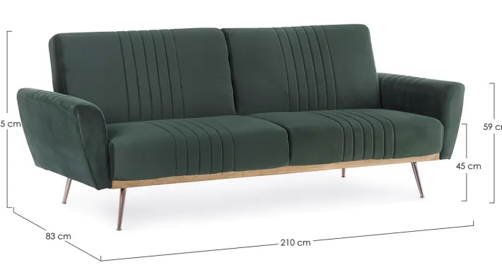 Bizzotto Divani Letto>DIVANO LETTO IN VELLUTO VERDE SCURO - JOHNNY