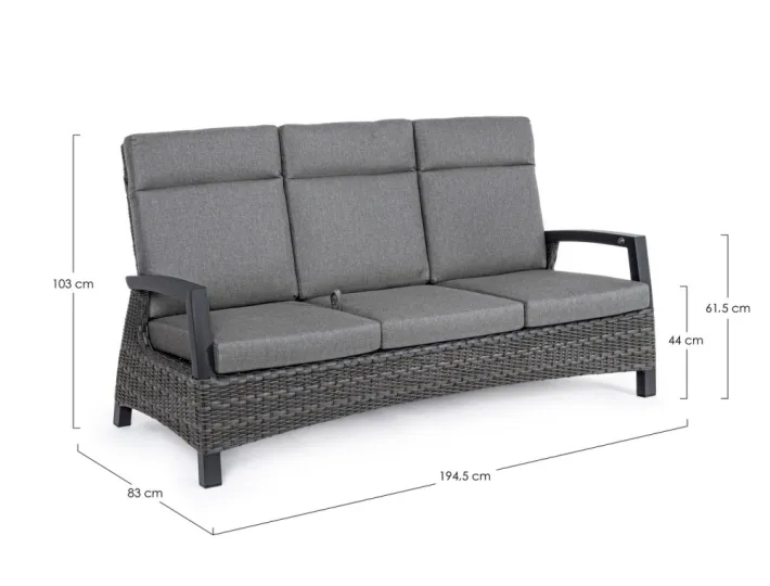 Bizzotto Divani>DIVANO RECLINABILE IN ALLUMINIO ANTRACITE JX55 - BRITTON