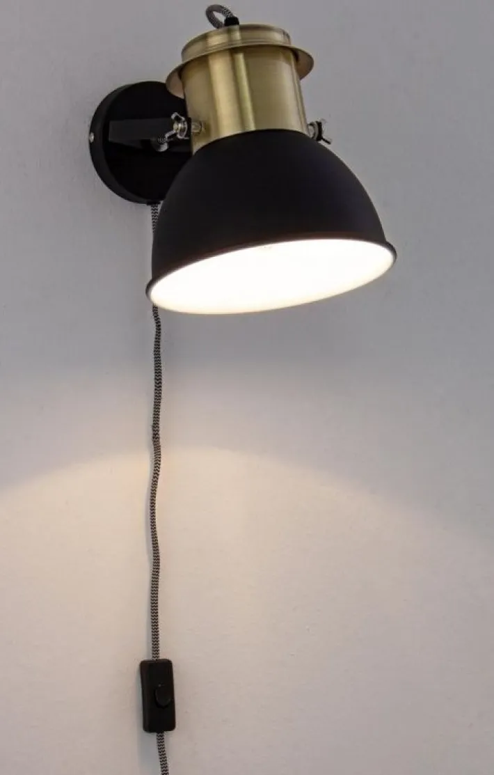 Bizzotto Lampade Da Parete>LAMPADA PARETE BROOKLYN OTTONE-NERO OP