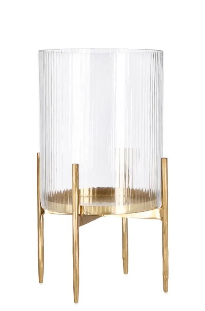 Bizzotto Lanterne>LANTERNA SIWAN RIGHE TRASP ORO H40