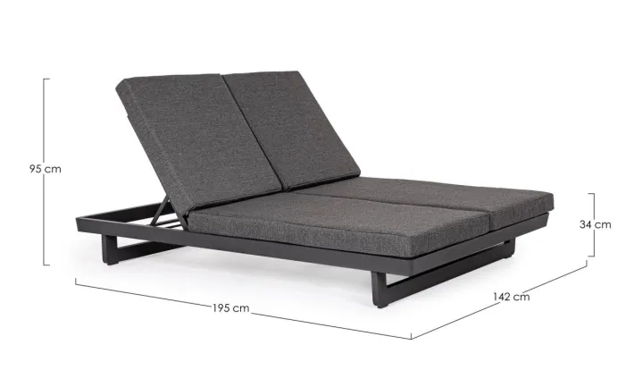 Bizzotto Lettini, Sdraio E Chaise Longue>LETTINO DOPPIO IN ALLUMINIO ANTRACITE WG21 - INFINITY