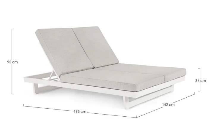 Bizzotto Lettini, Sdraio E Chaise Longue>LETTINO DOPPIO IN ALLUMINIO BIANCO WG20 - INFINITY