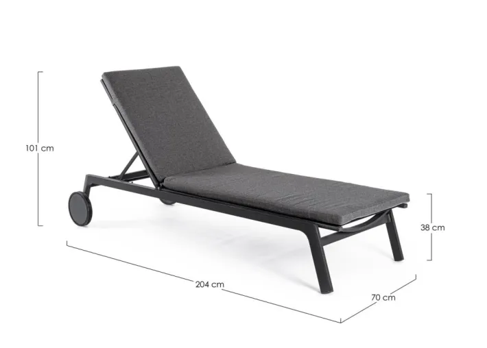 Bizzotto Lettini, Sdraio E Chaise Longue>LETTINO IN ALLUMINIO CON RUOTE ANTRACITE WG21 - JALISCO