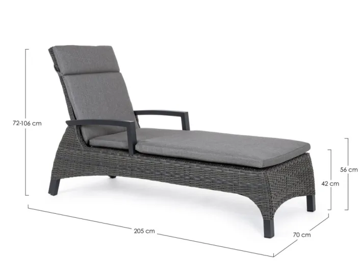 Bizzotto Lettini, Sdraio E Chaise Longue>LETTINO RECLINABILE CON CUSCINI ANTRACITE JX55 - BRITTON