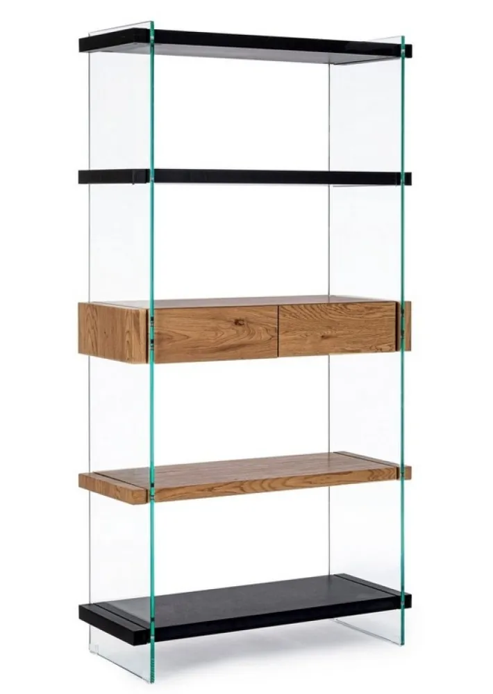 Bizzotto Librerie>LIBRERIA 2 CASSETTI NERA - LINE WOOD