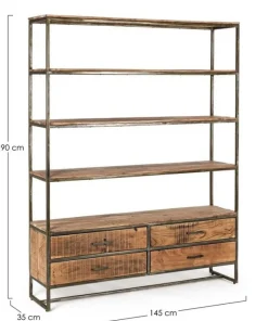 Bizzotto Librerie>LIBRERIA IN LEGNO 4 CASSETTI - ELMER