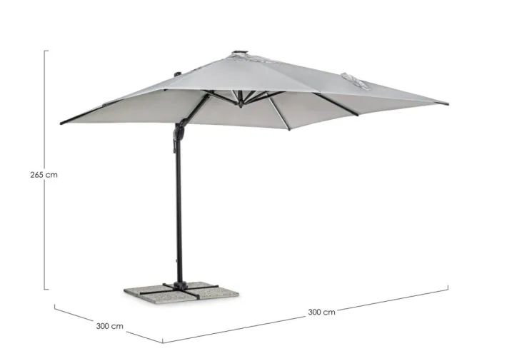 Bizzotto Ombrelloni>OMBRELLONE BRACCIO CON LED IN ALLUMINIO 3X3 ANTRACITE - INES
