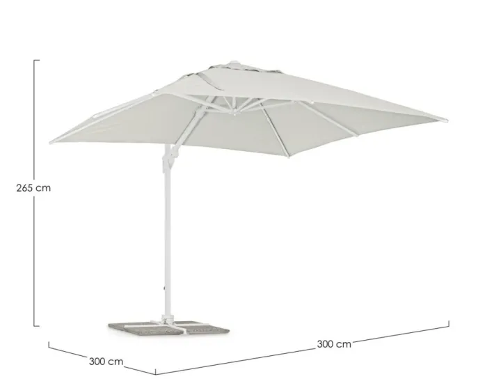 Bizzotto Ombrelloni>OMBRELLONE BRACCIO IN ALLUMINIO 3X3 BIANCO - EDEN