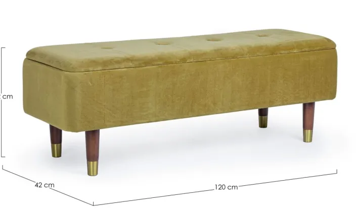 Bizzotto Panchette>PANCA CONTENITORE IN VELLUTO OLIVE - KIRA