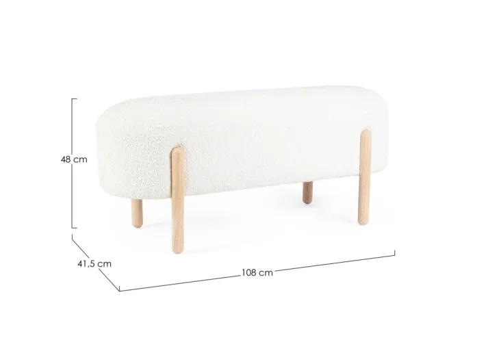 Bizzotto Panche>PANCA EFFETTO BOUCLE' BIANCO - DAYLA