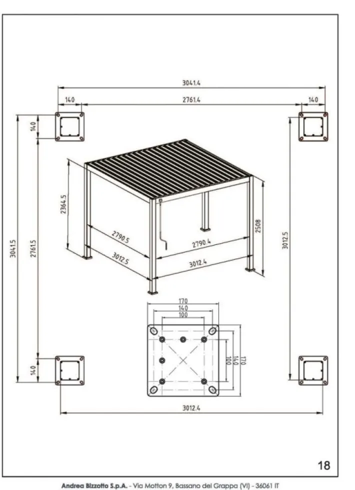 Bizzotto Pergole E Gazebo>PERGOLA OCEAN 3X3 BIANCO