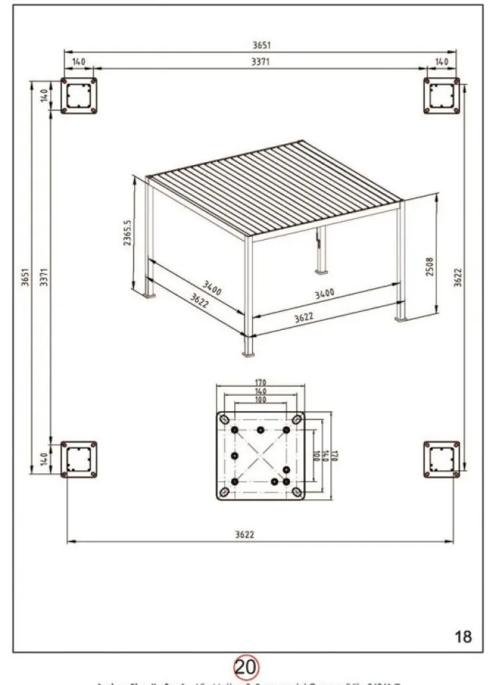 Bizzotto Pergole E Gazebo>PERGOLA OCEAN 3.6X3.6 NATURAL-ANTRACITE
