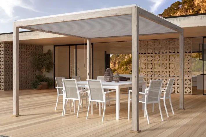 Bizzotto Pergole E Gazebo>PERGOLA OCEAN 3.6X3.6 RUSTIC-BIANCO