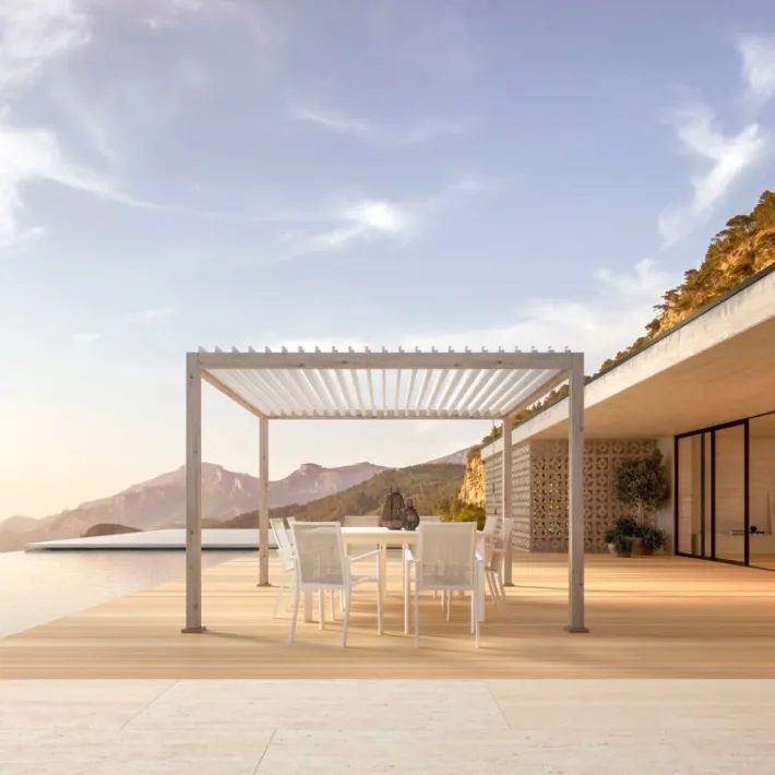 Bizzotto Pergole E Gazebo>PERGOLA OCEAN 3.6X3.6 RUSTIC-BIANCO