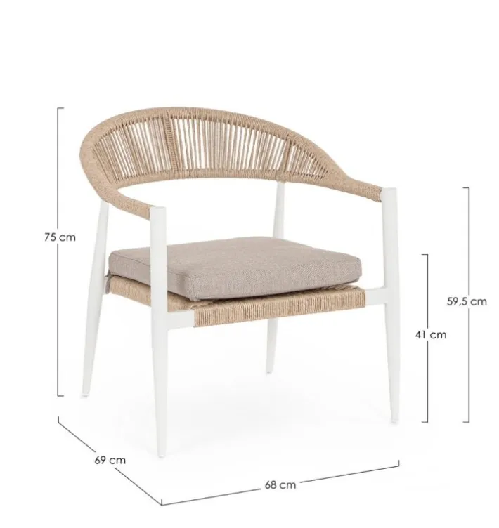 Bizzotto Poltrone>POLTRONA C-BR C-C JANDIA BIANCO/BEIGE