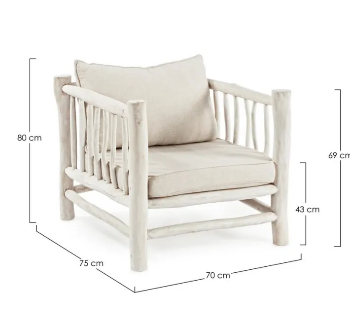 Bizzotto Poltrone E Chaise Longue>POLTRONA CON CUSCINO IN TEAK - SAHEL