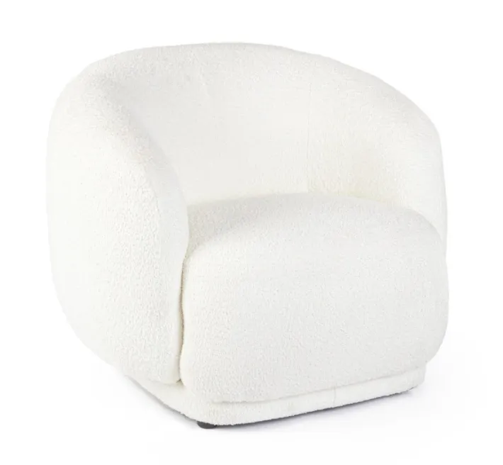 Bizzotto Poltrone E Chaise Longue>POLTRONA EFFETTO BOUCLE' BIANCO - TECLA