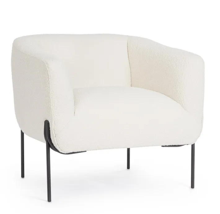 Bizzotto Poltrone E Chaise Longue>POLTRONA EFFETTO BOUCLE' BIANCO - CLAUDINE