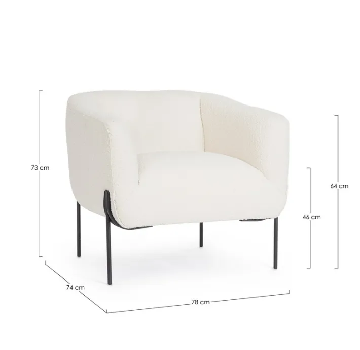 Bizzotto Poltrone E Chaise Longue>POLTRONA EFFETTO BOUCLE' BIANCO - CLAUDINE