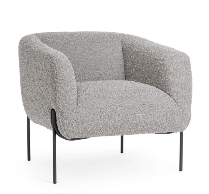 Bizzotto Poltrone E Chaise Longue>POLTRONA EFFETTO BOUCLE' GRIGIO - CLAUDINE