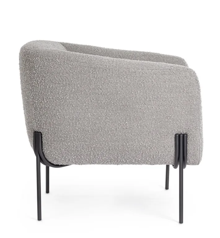 Bizzotto Poltrone E Chaise Longue>POLTRONA EFFETTO BOUCLE' GRIGIO - CLAUDINE