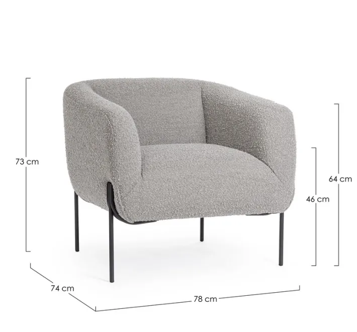 Bizzotto Poltrone E Chaise Longue>POLTRONA EFFETTO BOUCLE' GRIGIO - CLAUDINE
