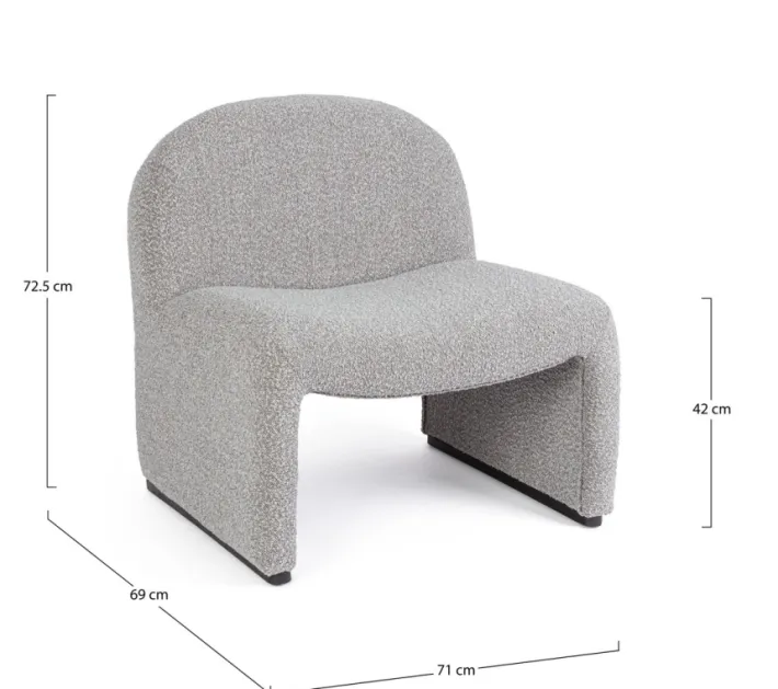 Bizzotto Poltrone E Chaise Longue>POLTRONA EFFETTO BOUCLE' GRIGIO - BASSILLA
