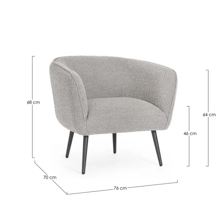 Bizzotto Poltrone E Chaise Longue>POLTRONA EFFETTO BOUCLE' GRIGIO - AVRIL