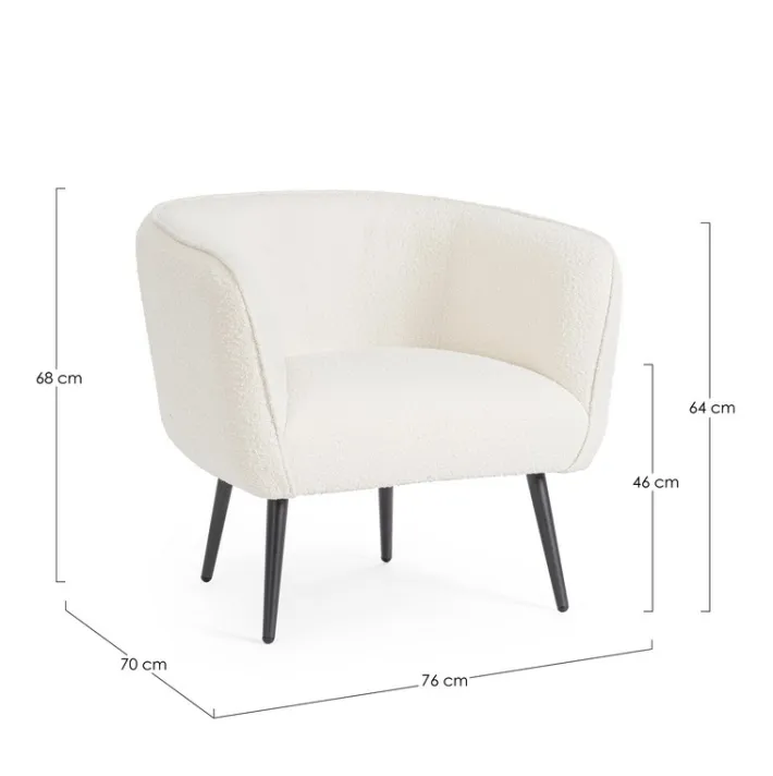 Bizzotto Poltrone E Chaise Longue>POLTRONA EFFETTO BOUCLE' BIANCO - AVRIL