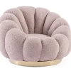 Bizzotto Poltrone E Chaise Longue>POLTRONA GIREVOLE EFFETTO BOUCLE' ROSA ANTICO - FLOREL