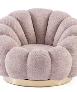 Bizzotto Poltrone E Chaise Longue>POLTRONA GIREVOLE EFFETTO BOUCLE' ROSA ANTICO - FLOREL