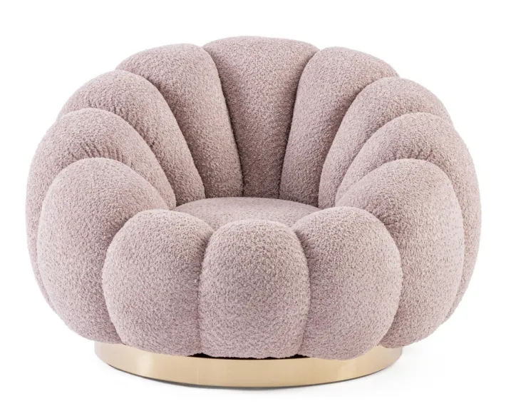 Bizzotto Poltrone E Chaise Longue>POLTRONA GIREVOLE EFFETTO BOUCLE' ROSA ANTICO - FLOREL