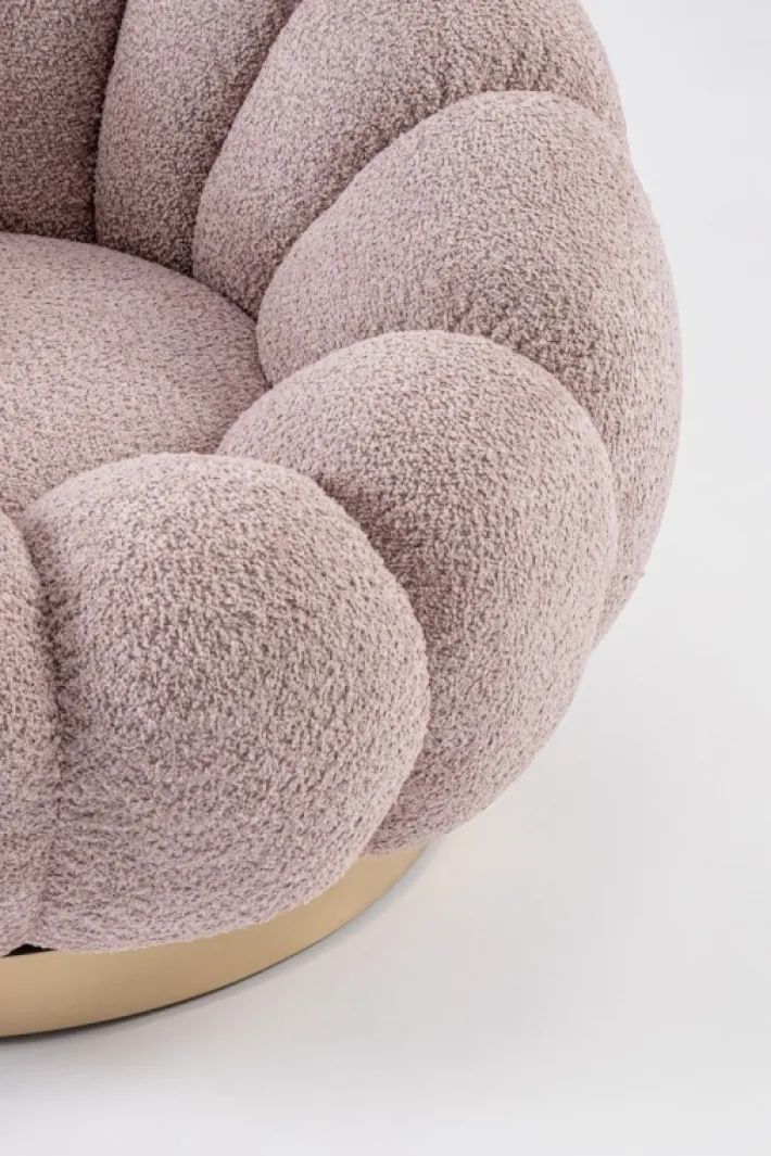 Bizzotto Poltrone E Chaise Longue>POLTRONA GIREVOLE EFFETTO BOUCLE' ROSA ANTICO - FLOREL