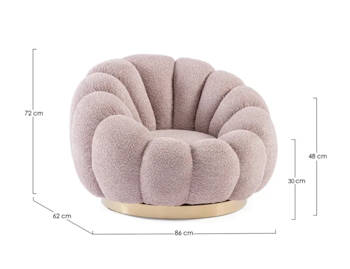 Bizzotto Poltrone E Chaise Longue>POLTRONA GIREVOLE EFFETTO BOUCLE' ROSA ANTICO - FLOREL