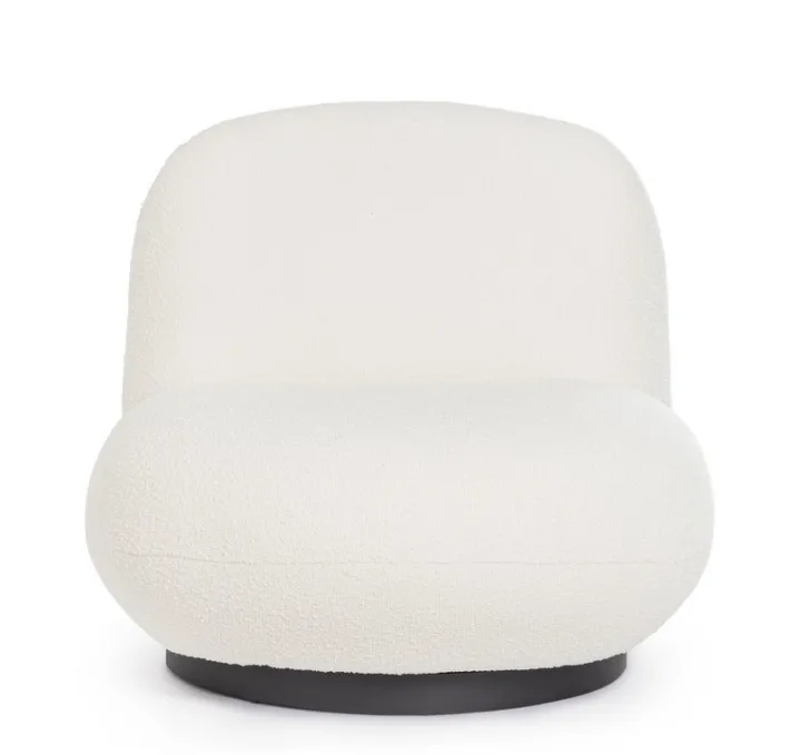 Bizzotto Poltrone E Chaise Longue>POLTRONA GIREVOLE EFFETTO BOUCLE' BIANCO - MARGOT