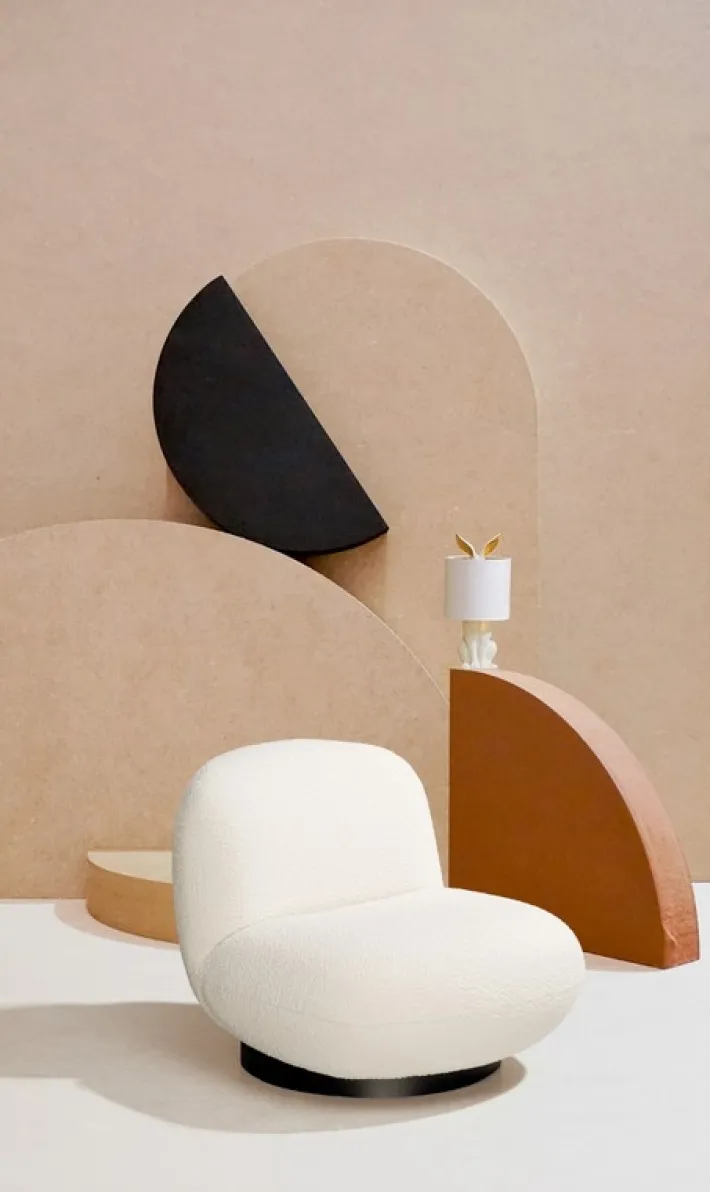 Bizzotto Poltrone E Chaise Longue>POLTRONA GIREVOLE EFFETTO BOUCLE' BIANCO - MARGOT