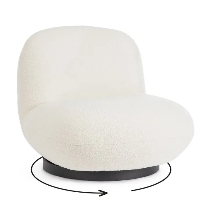 Bizzotto Poltrone E Chaise Longue>POLTRONA GIREVOLE EFFETTO BOUCLE' BIANCO - MARGOT
