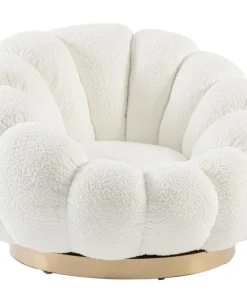 Bizzotto Poltrone E Chaise Longue>POLTRONA GIREVOLE EFFETTO BOUCLE' BIANCO - FLOREL