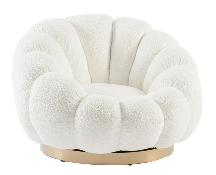Bizzotto Poltrone E Chaise Longue>POLTRONA GIREVOLE EFFETTO BOUCLE' BIANCO - FLOREL