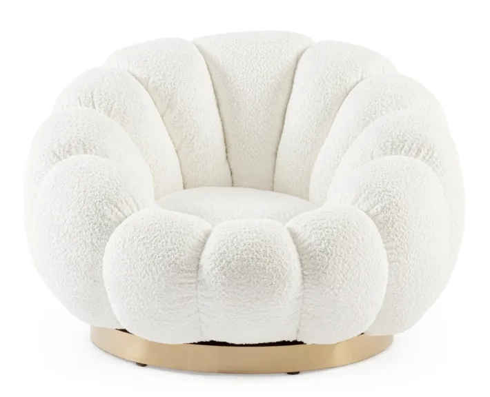 Bizzotto Poltrone E Chaise Longue>POLTRONA GIREVOLE EFFETTO BOUCLE' BIANCO - FLOREL