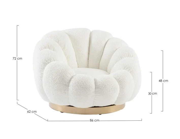 Bizzotto Poltrone E Chaise Longue>POLTRONA GIREVOLE EFFETTO BOUCLE' BIANCO - FLOREL