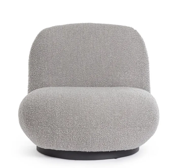 Bizzotto Poltrone E Chaise Longue>POLTRONA GIREVOLE EFFETTO BOUCLE' GRIGIO - MARGOT