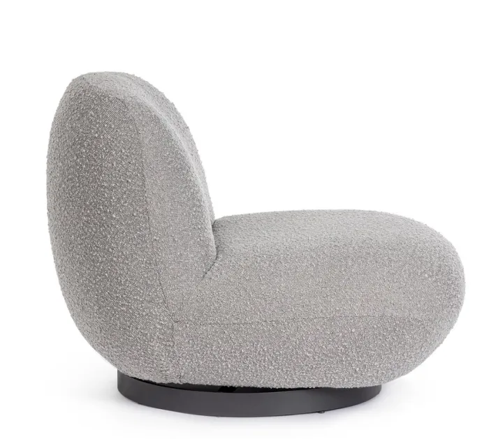 Bizzotto Poltrone E Chaise Longue>POLTRONA GIREVOLE EFFETTO BOUCLE' GRIGIO - MARGOT
