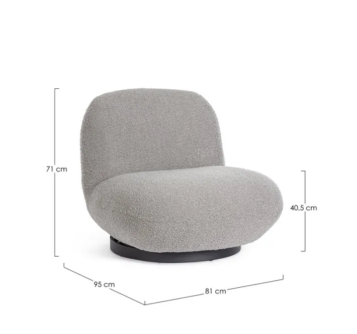Bizzotto Poltrone E Chaise Longue>POLTRONA GIREVOLE EFFETTO BOUCLE' GRIGIO - MARGOT