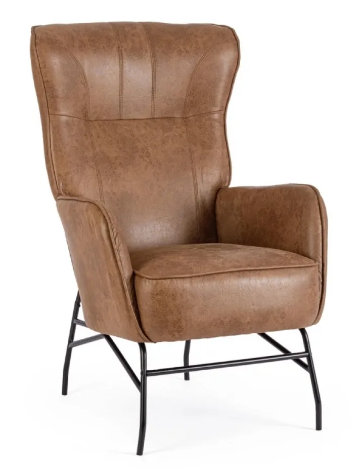 Bizzotto Poltrone E Chaise Longue>POLTRONA IN ECOPELLE MARRONE - NASIRA